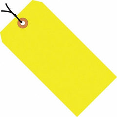 Made in USA - 4-1/4" High x 2-1/8" Long, Safety & Facility Blank Tag - Fluorescent Yellow Cardstock - Exact Tooling