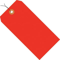 Made in USA - 6-1/4" High x 3-1/8" Long, Safety & Facility Blank Tag - Fluorescent Red Cardstock - Exact Tooling