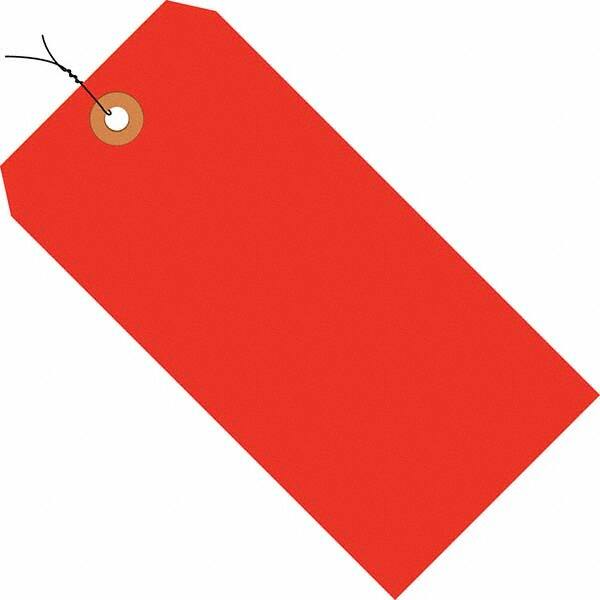 Made in USA - 3-1/4" High x 1-5/8" Long, Safety & Facility Blank Tag - Fluorescent Red Cardstock - Exact Tooling