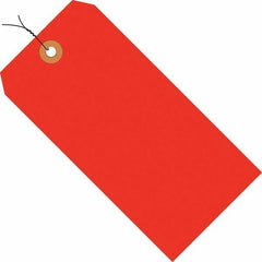 Made in USA - 3-1/4" High x 1-5/8" Long, Safety & Facility Blank Tag - Fluorescent Red Cardstock - Exact Tooling