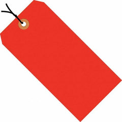 Made in USA - 6-1/4" High x 3-1/8" Long, Safety & Facility Blank Tag - Fluorescent Red Cardstock - Exact Tooling