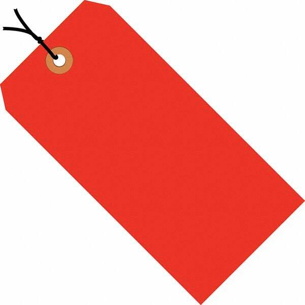 Made in USA - 3-3/4" High x 1-7/8" Long, Safety & Facility Blank Tag - Fluorescent Red Cardstock - Exact Tooling
