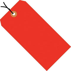 Made in USA - 2-3/4" High x 1-3/8" Long, Safety & Facility Blank Tag - Fluorescent Red Cardstock - Exact Tooling