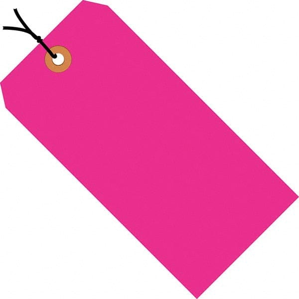 Made in USA - 5-1/4" High x 2-5/8" Long, Safety & Facility Blank Tag - Fluorescent Pink Cardstock - Exact Tooling