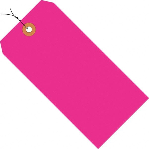 Made in USA - 3-3/4" High x 1-7/8" Long, Safety & Facility Blank Tag - Fluorescent Pink Cardstock - Exact Tooling