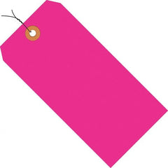 Made in USA - 3-3/4" High x 1-7/8" Long, Safety & Facility Blank Tag - Fluorescent Pink Cardstock - Exact Tooling