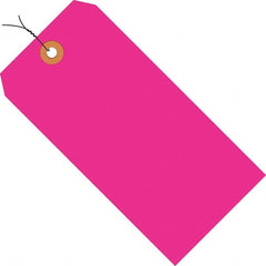 Made in USA - 3-1/4" High x 1-5/8" Long, Safety & Facility Blank Tag - Fluorescent Pink Cardstock - Exact Tooling