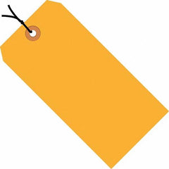 Made in USA - 3-1/4" High x 1-5/8" Long, Safety & Facility Blank Tag - Fluorescent Orange Cardstock - Exact Tooling