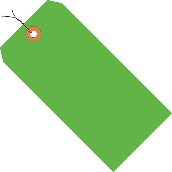 Made in USA - 5-3/4" High x 2-7/8" Long, Safety & Facility Blank Tag - Fluorescent Green Cardstock - Exact Tooling