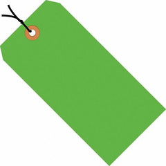 Made in USA - 4-1/4" High x 2-1/8" Long, Safety & Facility Blank Tag - Fluorescent Green Cardstock - Exact Tooling