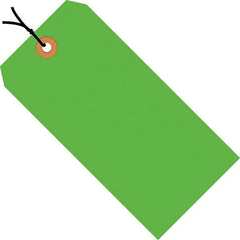 Made in USA - 5-1/4" High x 2-5/8" Long, Safety & Facility Blank Tag - Fluorescent Green Cardstock - Exact Tooling
