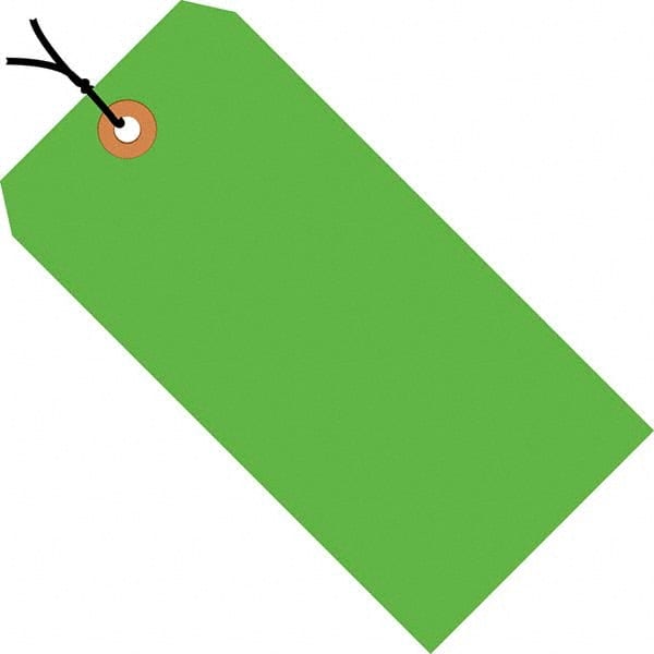 Made in USA - 3-1/4" High x 1-5/8" Long, Safety & Facility Blank Tag - Fluorescent Green Cardstock - Exact Tooling