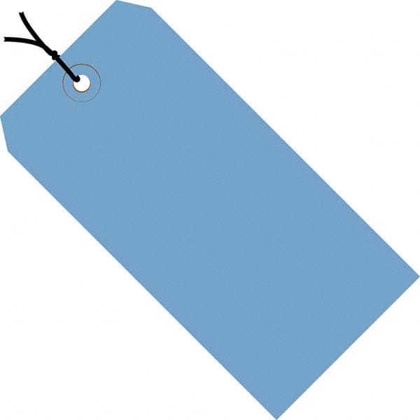 Made in USA - 5-3/4" High x 2-7/8" Long, Safety & Facility Blank Tag - Dark Blue Cardstock - Exact Tooling