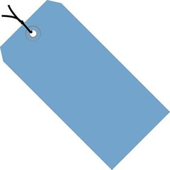 Made in USA - 5-3/4" High x 2-7/8" Long, Safety & Facility Blank Tag - Dark Blue Cardstock - Exact Tooling
