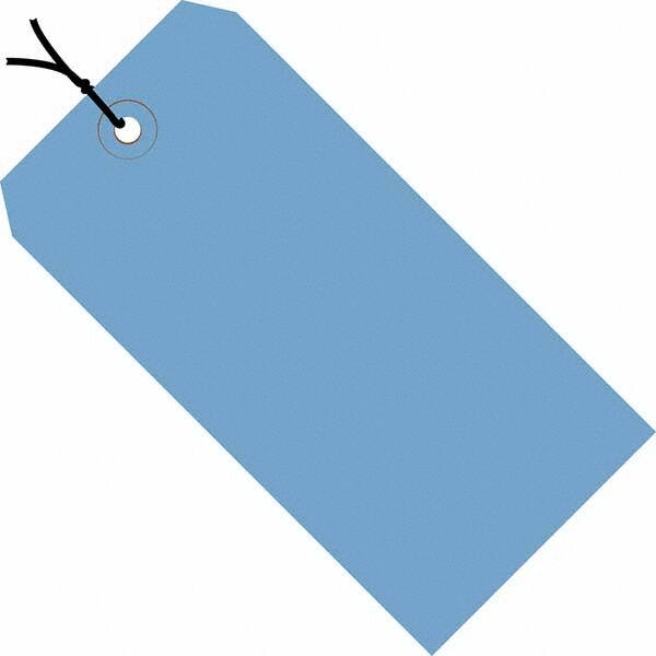Made in USA - 4-1/4" High x 2-1/8" Long, Safety & Facility Blank Tag - Dark Blue Cardstock - Exact Tooling