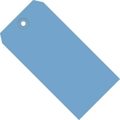 Made in USA - 5-3/4" High x 2-7/8" Long, Safety & Facility Blank Tag - Dark Blue Cardstock - Exact Tooling
