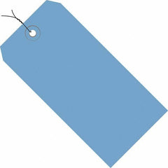 Made in USA - 5-3/4" High x 2-7/8" Long, Safety & Facility Blank Tag - Dark Blue Cardstock - Exact Tooling