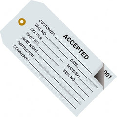 Made in USA - 4-3/4" High x 2-3/8" Long, ACCEPTED, English Safety & Facility Inspection Tag - Blue Cardstock - Exact Tooling