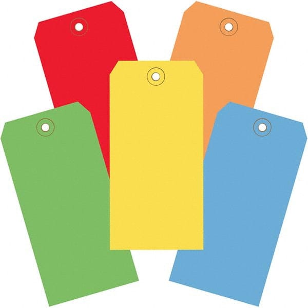 Made in USA - 4-3/4" High x 2-3/8" Long, Safety & Facility Blank Tag - Assorted Color Cardstock - Exact Tooling