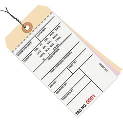 Made in USA - 6-1/4" High x 3-1/8" Long, Inventory, English Safety & Facility Numbered Tag - White & Manila Cardstock - Exact Tooling
