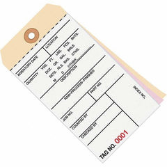 Made in USA - 6-1/4" High x 3-1/8" Long, Inventory, English Safety & Facility Numbered Tag - White & Manila Cardstock - Exact Tooling