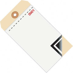 Made in USA - 6-1/4" High x 3-1/8" Long, Inventory, English Safety & Facility Numbered Tag - White & Manila Cardstock - Exact Tooling
