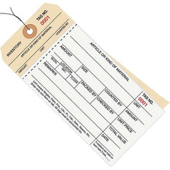 Made in USA - 6-1/4" High x 3-1/8" Long, Inventory, English Safety & Facility Numbered Tag - White & Manila Cardstock - Exact Tooling