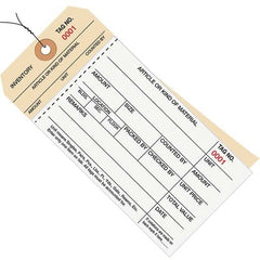 Made in USA - 6-1/4" High x 3-1/8" Long, Inventory, English Safety & Facility Numbered Tag - White & Manila Cardstock - Exact Tooling