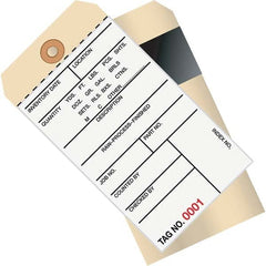 Made in USA - 6-1/4" High x 3-1/8" Long, Inventory, English Safety & Facility Numbered Tag - White & Manila Cardstock - Exact Tooling