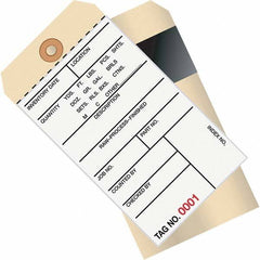 Made in USA - 6-1/4" High x 3-1/8" Long, Inventory, English Safety & Facility Numbered Tag - White & Manila Cardstock - Exact Tooling