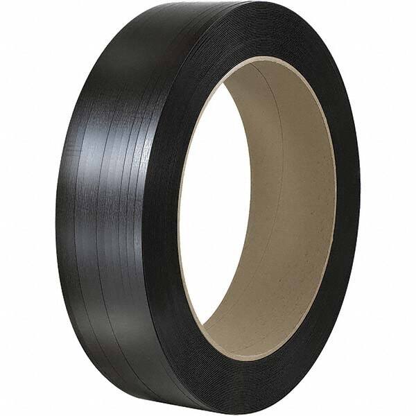 Made in USA - 5,800' Long x 1/2" Wide, Coil Case Polyester Hand Strapping - 775 Lb Capacity, 0.025" Thick - Exact Tooling