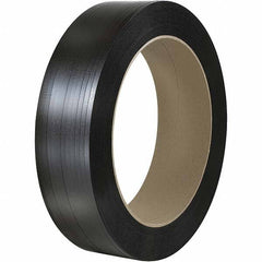 Made in USA - 5,800' Long x 1/2" Wide, Coil Case Polyester Hand Strapping - 775 Lb Capacity, 0.025" Thick - Exact Tooling