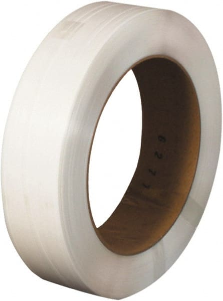 Made in USA - 9,000' Long x 1/2" Wide, Coil Case Polypropylene Strapping - 300 Lb Capacity, 0.017" Thick - Exact Tooling