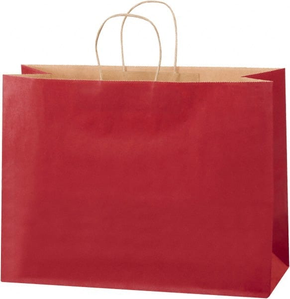 Made in USA - Kraft Grocery Bag - 16 x 6 x 12, Scarlet - Exact Tooling