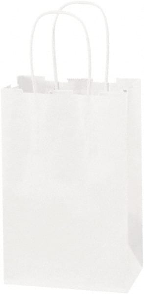 Made in USA - Kraft Grocery Bag - 5-1/4 x 3-1/4 x 8-3/8, White - Exact Tooling