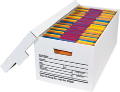 Made in USA - 1 Compartment, 12" Wide x 24" Deep, File Storage Boxes - Corrugated Cardboard, White - Exact Tooling
