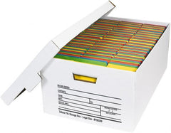 Made in USA - 1 Compartment, 15" Wide x 24" Deep, File Storage Boxes - Corrugated Cardboard, White - Exact Tooling