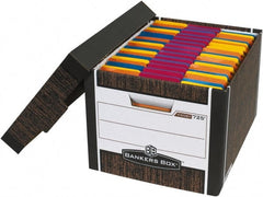 Made in USA - 1 Compartment, 12" Wide x 15" Deep, File Storage Boxes - Corrugated Cardboard, Wood Grain (Color) - Exact Tooling