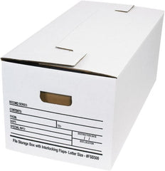 Made in USA - 1 Compartment, 12" Wide x 24" Deep, File Storage Boxes - Corrugated Cardboard, White - Exact Tooling