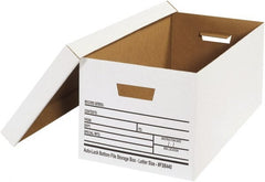 Made in USA - 1 Compartment, 12" Wide x 24" Deep, File Storage Boxes - Corrugated Cardboard, White - Exact Tooling