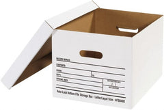 Made in USA - 1 Compartment, 12" Wide x 15" Deep, File Storage Boxes - Corrugated Cardboard, White - Exact Tooling