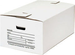 Made in USA - 1 Compartment, 15" Wide x 24" Deep, File Storage Boxes - Corrugated Cardboard, White - Exact Tooling