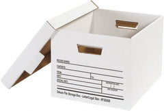 Made in USA - 1 Compartment, 12" Wide x 15" Deep, File Storage Boxes - Corrugated Cardboard, White - Exact Tooling