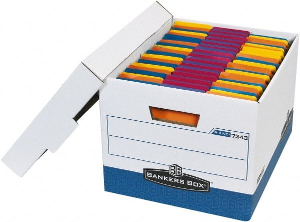 Made in USA - 1 Compartment, 12" Wide x 15" Deep, File Storage Boxes - Corrugated Cardboard, Blue - Exact Tooling