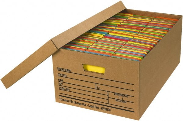 Made in USA - 1 Compartment, 15" Wide x 24" Deep, File Storage Boxes - Corrugated Cardboard, Kraft (Color) - Exact Tooling