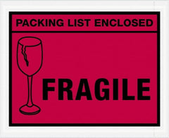 Value Collection - 1,000 Piece, 4-1/2" Long x 5-1/2" Wide, Packing List Envelope - Packing List Enclosed - Fragile, Red - Exact Tooling