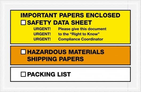 Value Collection - 1,000 Piece, 6-1/2" Long x 10" Wide, Packing List Envelope - Important Papers Enclosed, Yellow/Orange - Exact Tooling