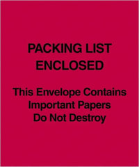 Value Collection - 1,000 Piece, 5" Long x 6" Wide, Packing List Envelope - Packing List Enclosed, Red - Exact Tooling