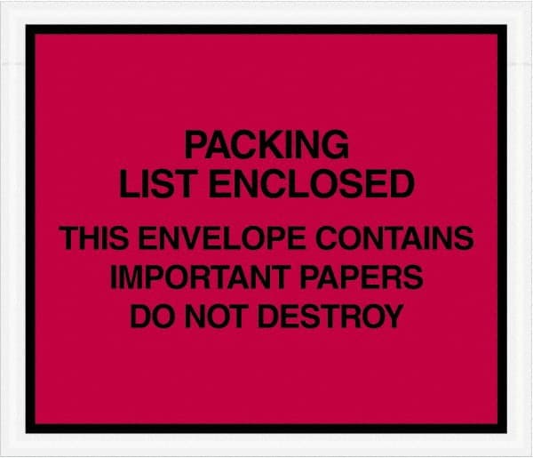 Value Collection - 1,000 Piece, 7" Long x 6" Wide, Packing List Envelope - Important Papers Enclosed, Red - Exact Tooling