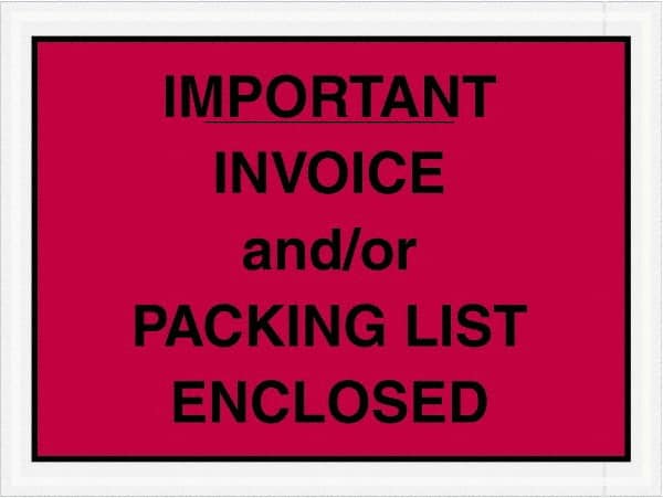 Value Collection - 1,000 Piece, 4-1/2" Long x 6" Wide, Packing List Envelope - Important Invoice and/or Packing List Enclosed, Red - Exact Tooling